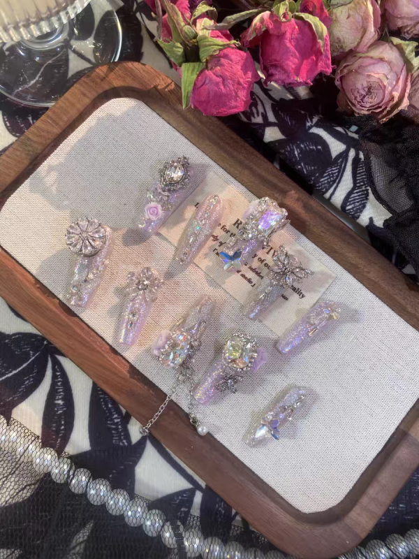 Purple Luminous Sparkle Burst Press-on Nails