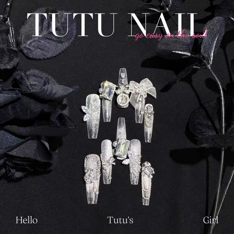 Cat Eye Bowknot Press-on Nails
