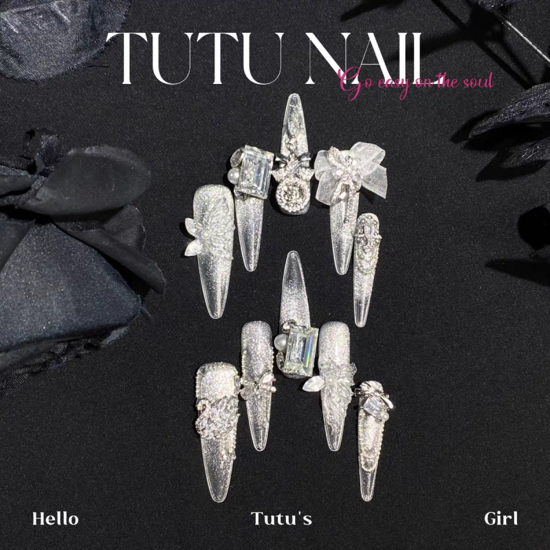 Cat Eye Bowknot Press-on Nails