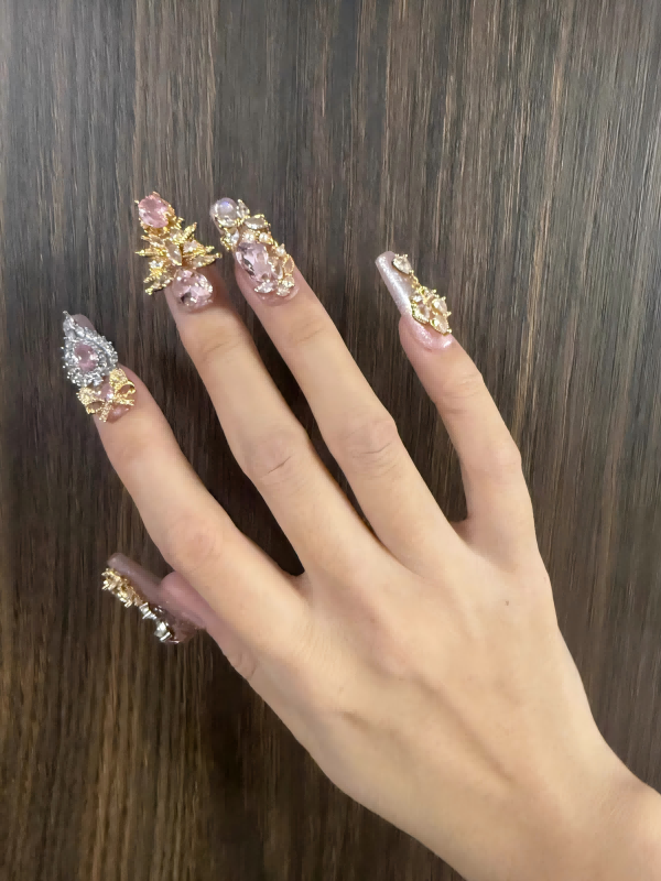 Glitter Powder Chain Press-on Nails