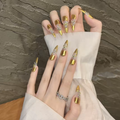 Gold Rhinestone-Embellished Press-On Nails