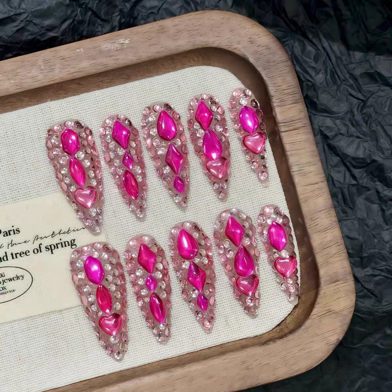 Barbie Pink Full Rhinestone Press-On Nails
