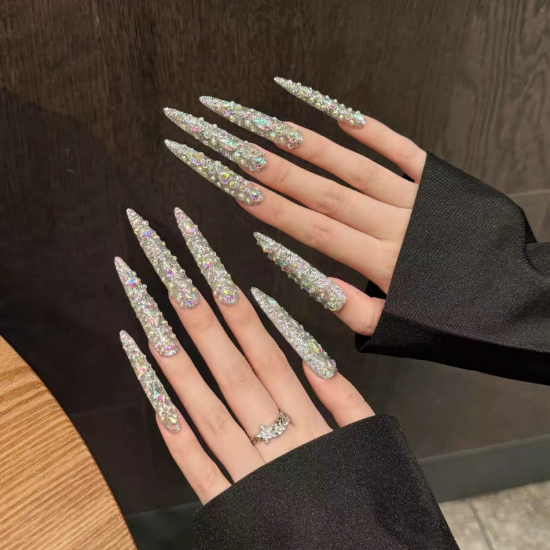 Dazzling Full Rhinestone Press-On Nails