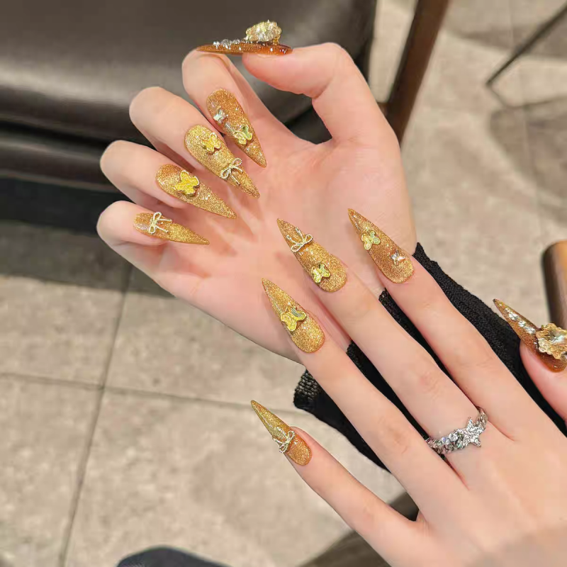 Lucky Fortune Gold Press-On Nails