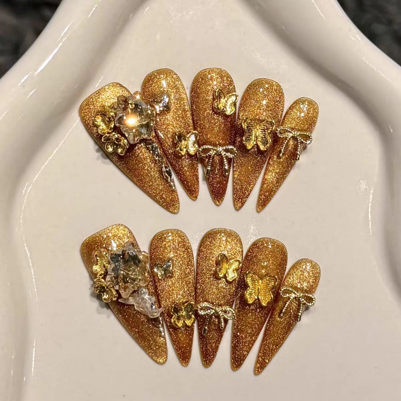 Lucky Fortune Gold Press-On Nails