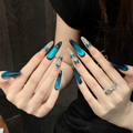 Blue Cat-Eye Press-On Nails