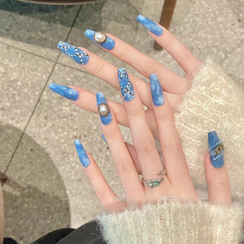 Blue Denim Press-on Nails