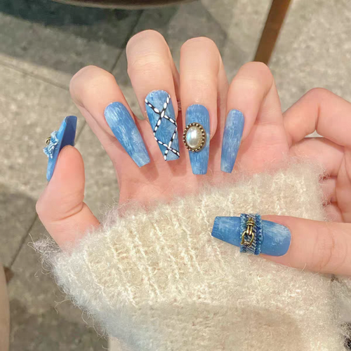 Blue Denim Press-on Nails