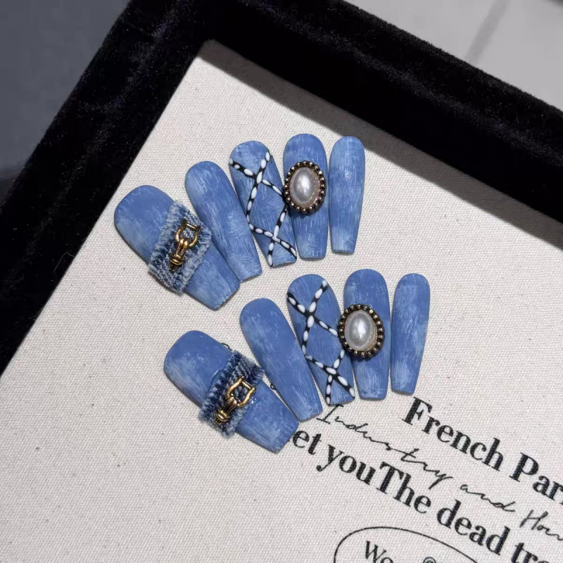 Blue Denim Press-on Nails