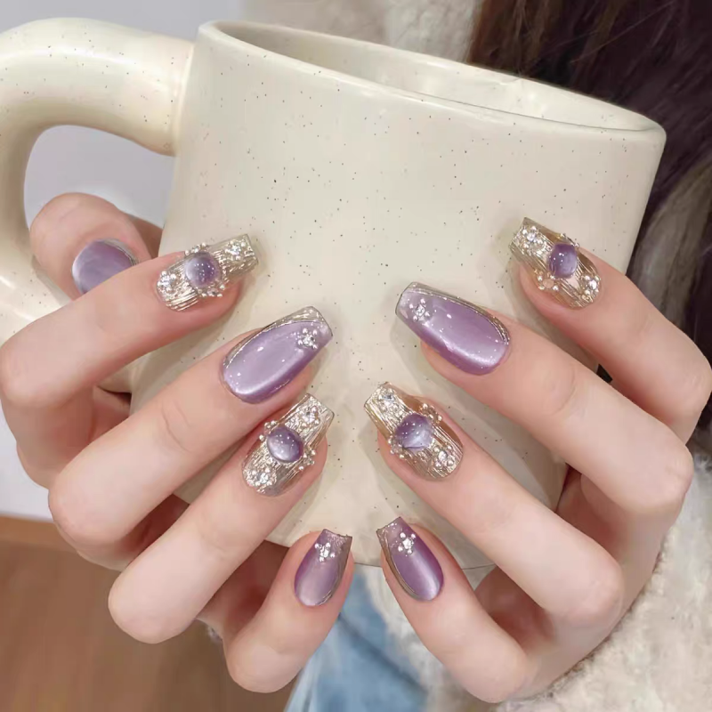 Purple Cat Eye Press-on Nails