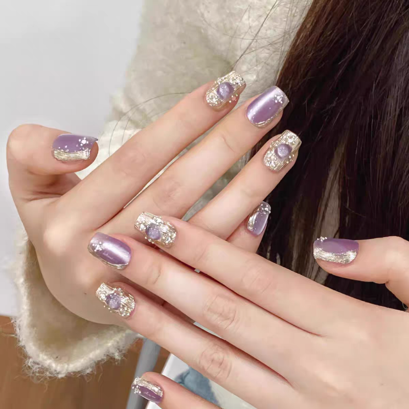 Purple Cat Eye Press-on Nails