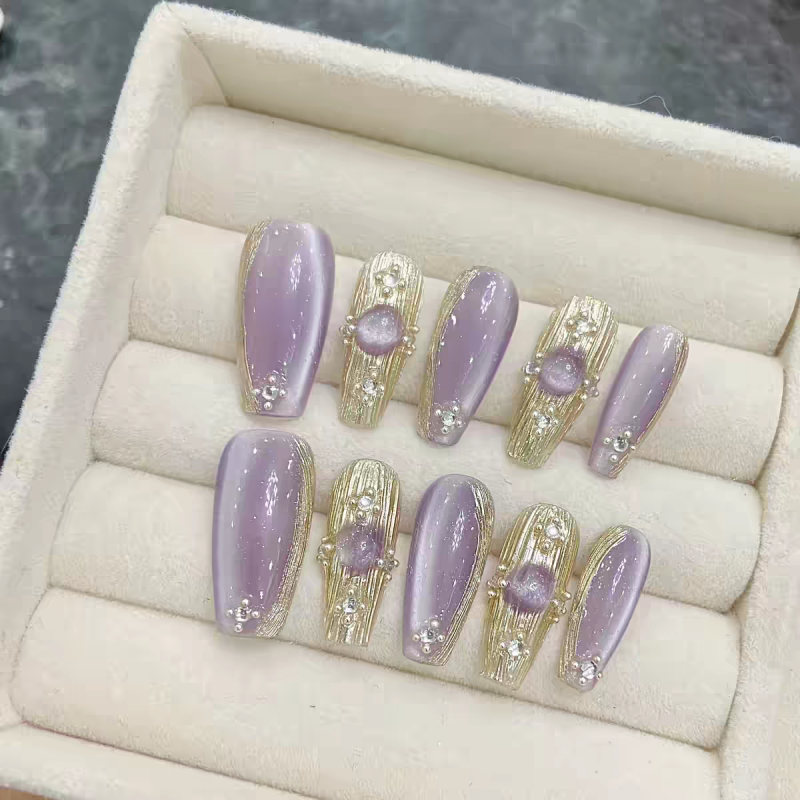 Purple Cat Eye Press-on Nails