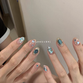 Blue Crushed Diamond Press-on Nails