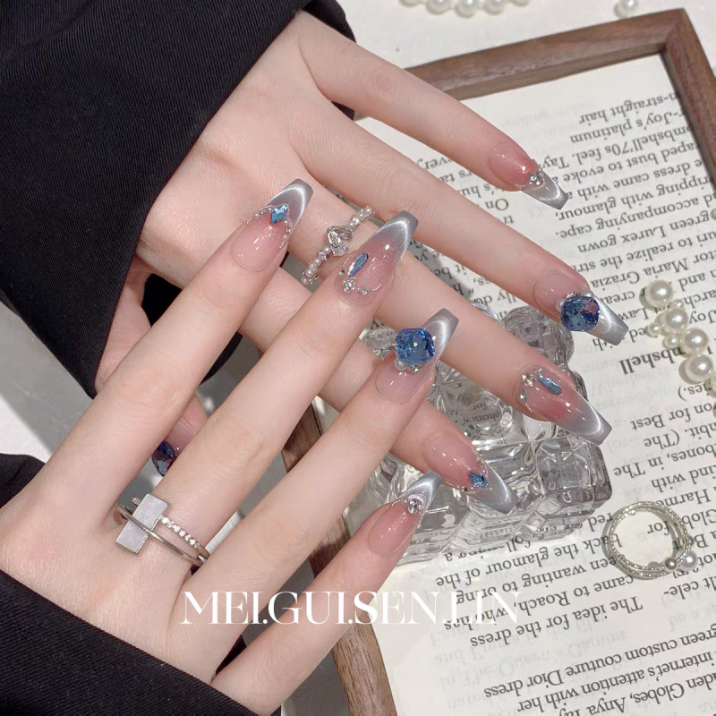 Blue Rose Press-On Nails