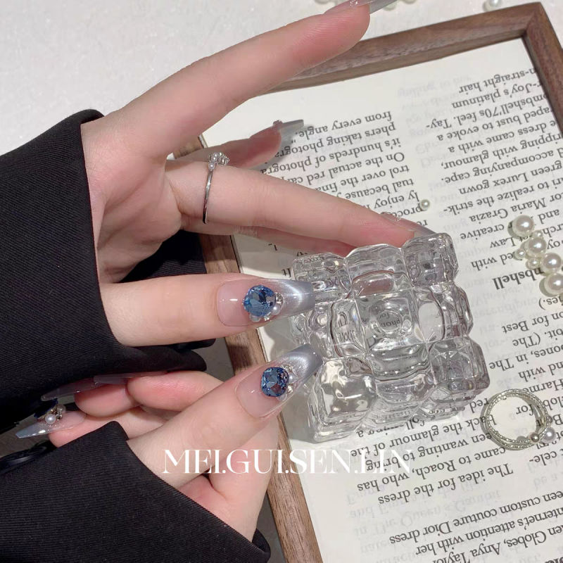 Blue Rose Press-On Nails