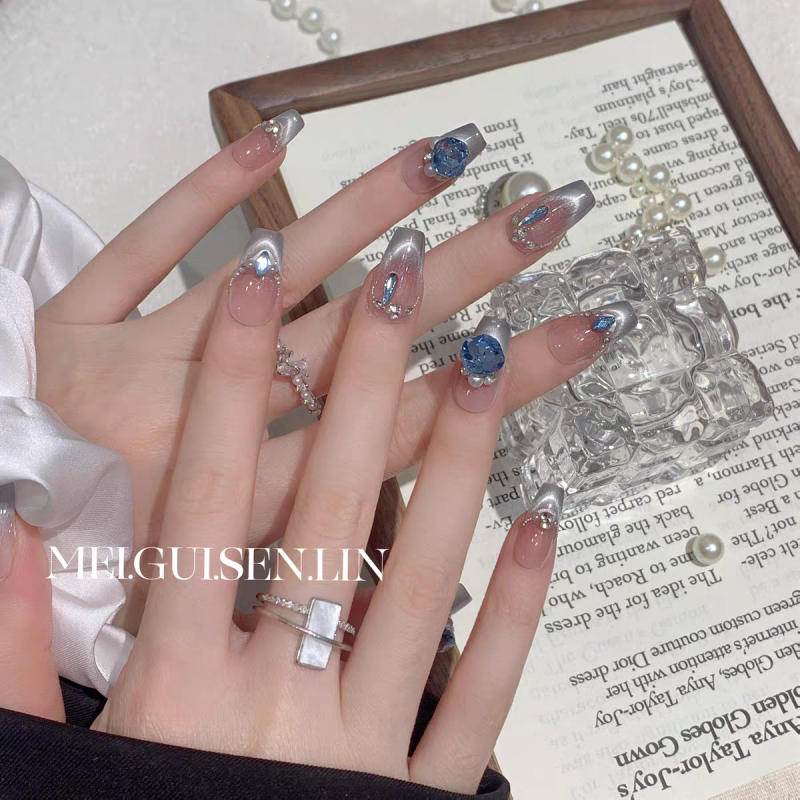 Blue Rose Press-On Nails