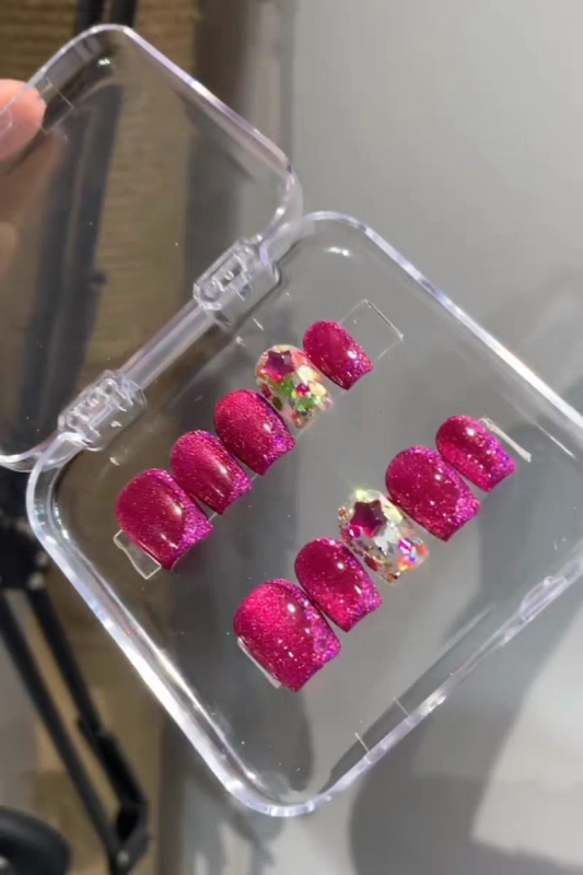 Dragon Fruit Cat Eye Press On Nails