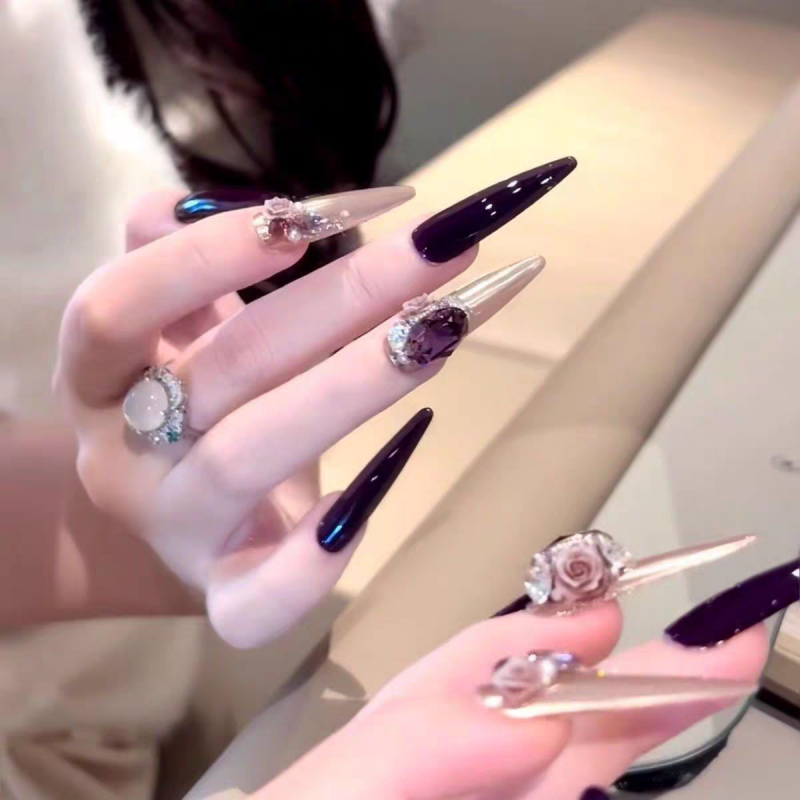 Coffee Brown Rose Press On Nails