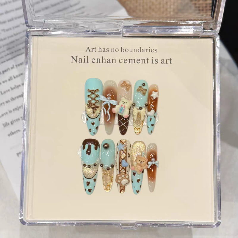 3D Cartoon Bear Press On Nails