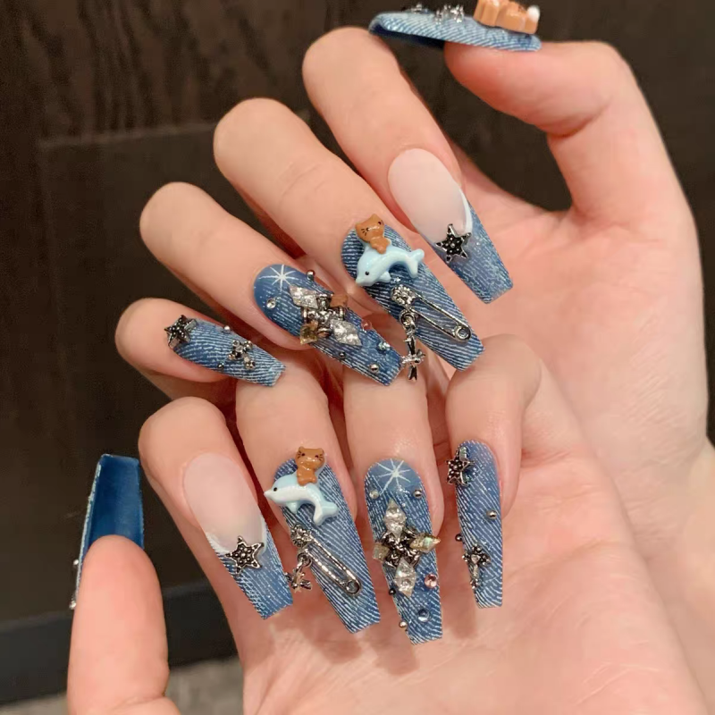 Denim Style Press On Nails