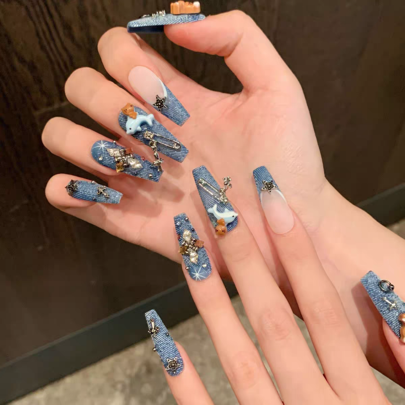 Denim Style Press On Nails