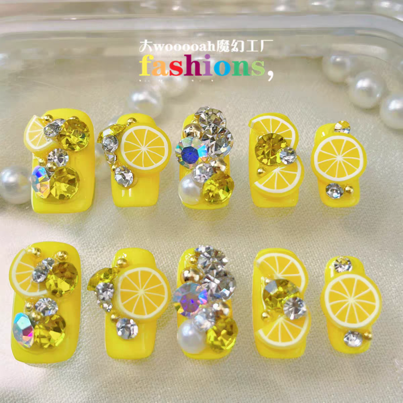 Lemon Sweetheart Press On Nails
