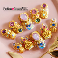 Gold Inlaid Colorful Jade Press On Nails