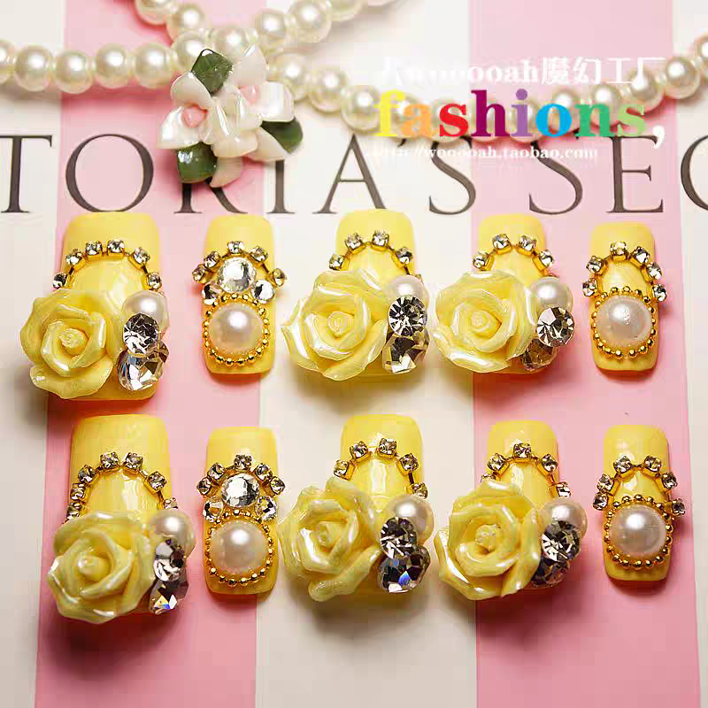 Luxury Yellow Rose Press On Nails