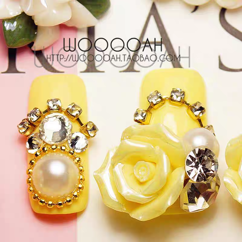 Luxury Yellow Rose Press On Nails