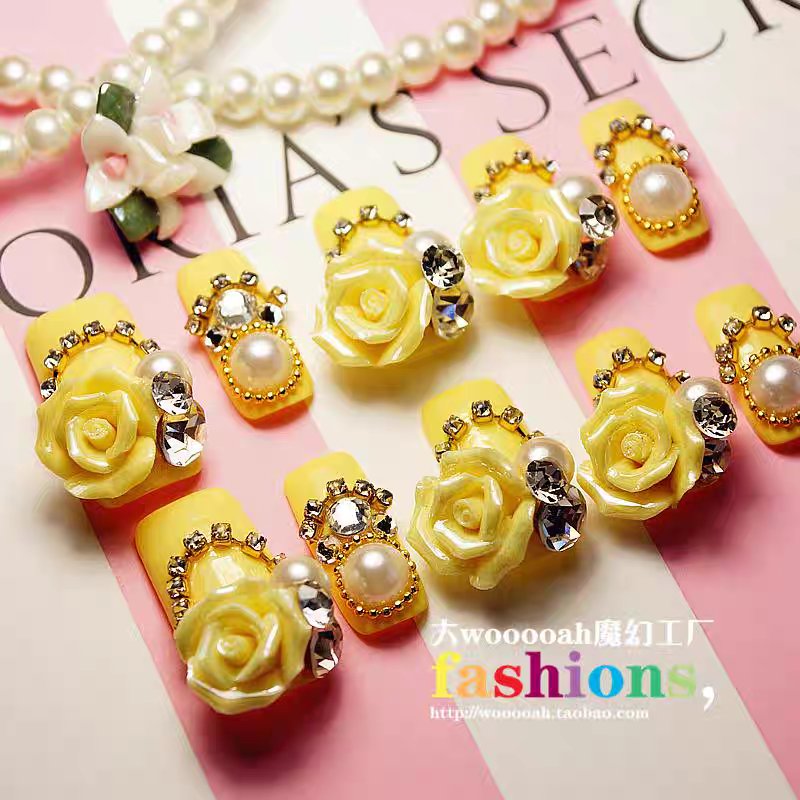 Luxury Yellow Rose Press On Nails