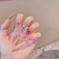 3D Rose Nude Press On Nails