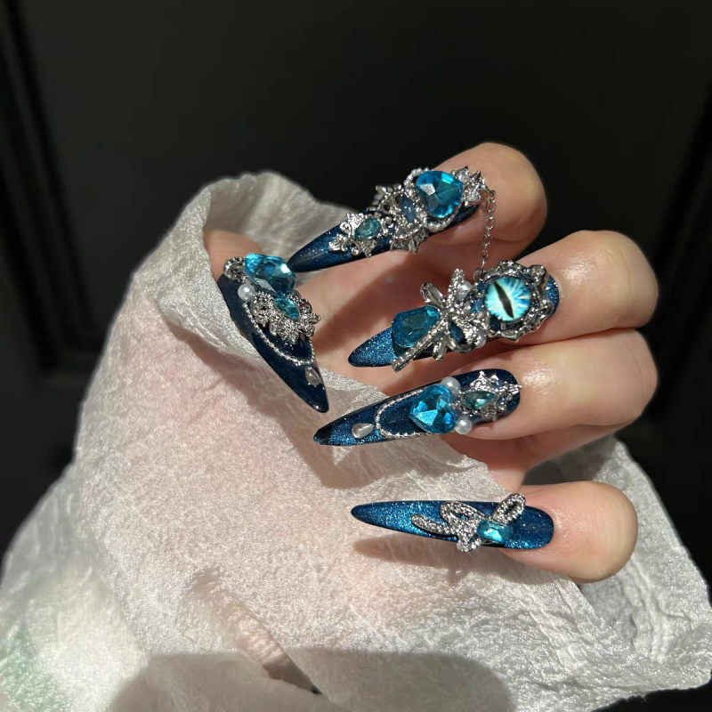 Luxury Heavy Craft Cat's Eye Press On Nails
