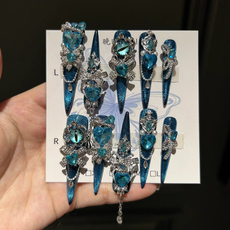 Luxury Heavy Craft Cat's Eye Press On Nails