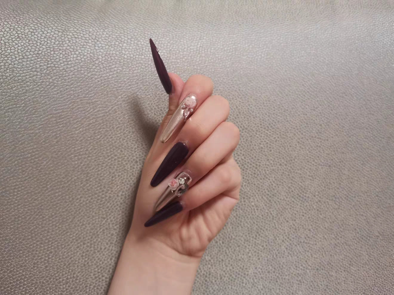 Coffee Brown Rose Press On Nails